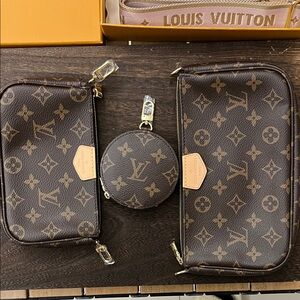 Louis Vuitton Brown Monogram Pouch Trio